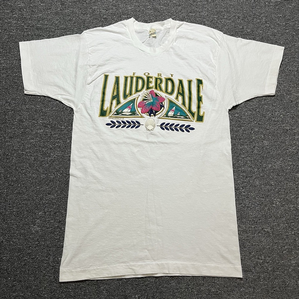 Vintage Screen Stars Fort Lauderdale Graphic T Shirt‎ White Men's Size L